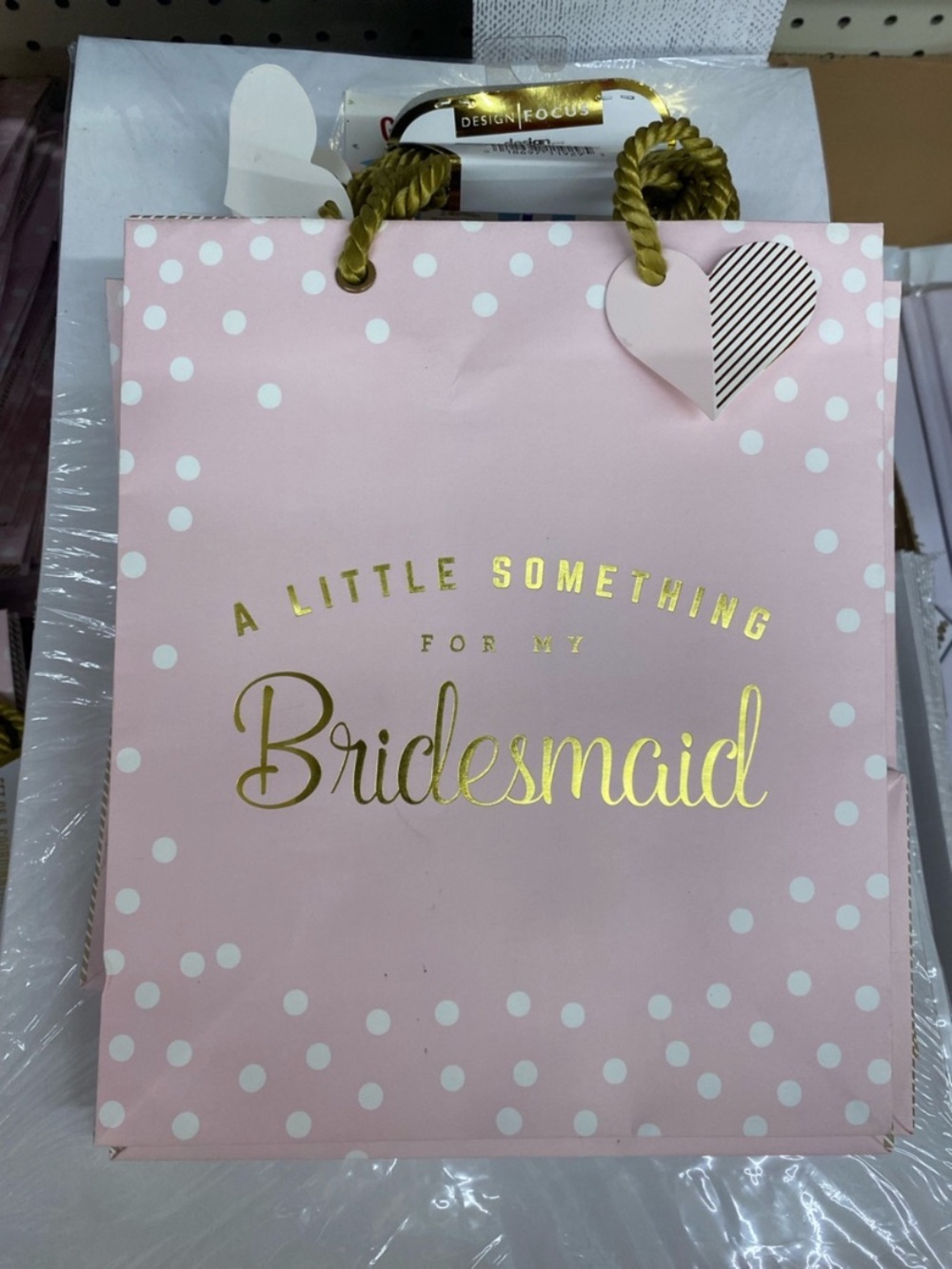 💍 6-pack Bridesmaid Gift Bags - Pink w Gold lettering - medium size NWT